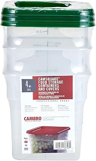 Cambro 4SFSPPSW3190 Set of 3 Square Food Storage Containers with Lids, 4 Quart Case of 13