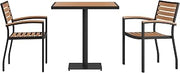 Flash Furniture 30 in Square Table with 2 Chairs, Faux Teak, 3-Piece Set | Indoor/Outdoor Use, Stackable, Teak Accented Arms, Faux Teak