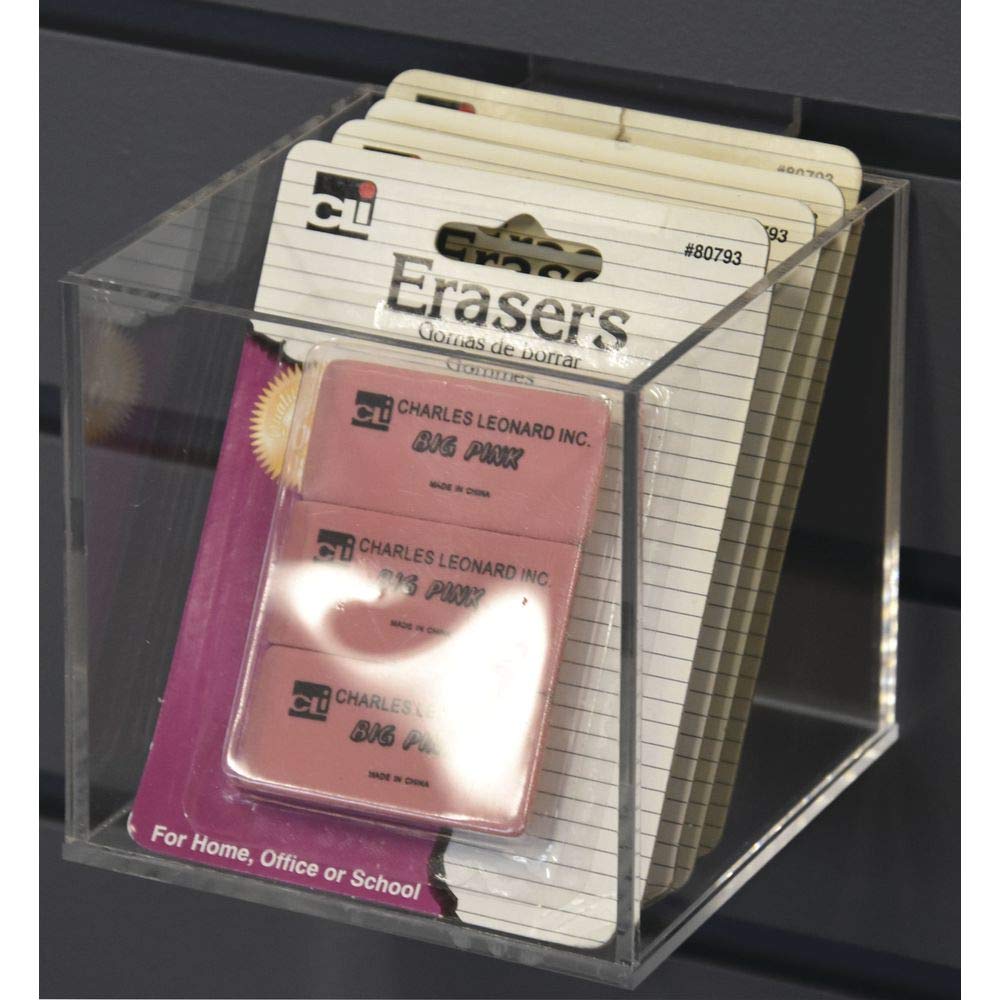4" Square Acrylic Slatwall Bin by AARCO DISPLAY PRODUCTS – Acrylic, Clear, Model 2604