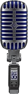 Shure Super 55 Deluxe Supercardioid Dynamic Vocal Microphone | Vintage-style Unidyne vocal mic with iconic look, classic sound and rugged die-cast casing; includes thread adapter