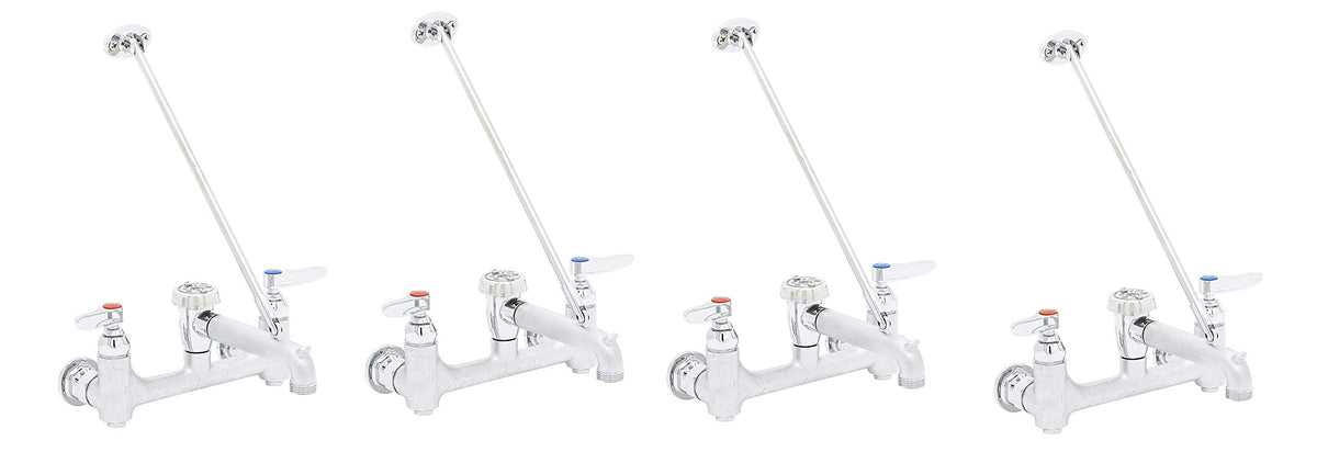 Service Sink Faucet. 8" Wall Mount with Built in Stops by T&S Brass – Pack of 4, Brass, Model B-0665-BSTR