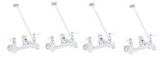 Service Sink Faucet. 8" Wall Mount with Built in Stops by T&S Brass – Pack of 4, Brass, Model B-0665-BSTR
