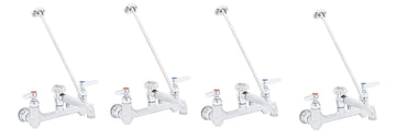 Service Sink Faucet. 8" Wall Mount with Built in Stops by T&S Brass – Pack of 4, Brass, Model B-0665-BSTR