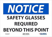 Global Industrial Notice Safety Glasses Required, 7x10, Pressure Sensitive Vinyl