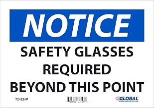 Global Industrial Notice Safety Glasses Required, 7x10, Pressure Sensitive Vinyl