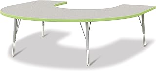 Jonti-Craft Berries 6445JCE130 Horseshoe Activity Table - 66" X 60", E-Height - Freckled Gray/Key Lime/Gray