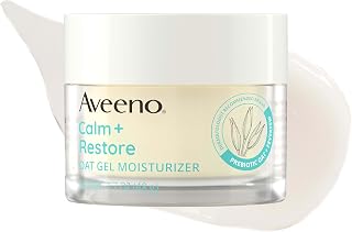 Aveeno Calm + Restore Oat Gel Face Moisturizer for Sensitive Skin, Fast-Absorbing & Lightweight Gel Moisturizer & Face Cream with Prebiotic Oat & Feverfew, Fragrance-Free & Hypoallergenic, 1.7 Fl Oz