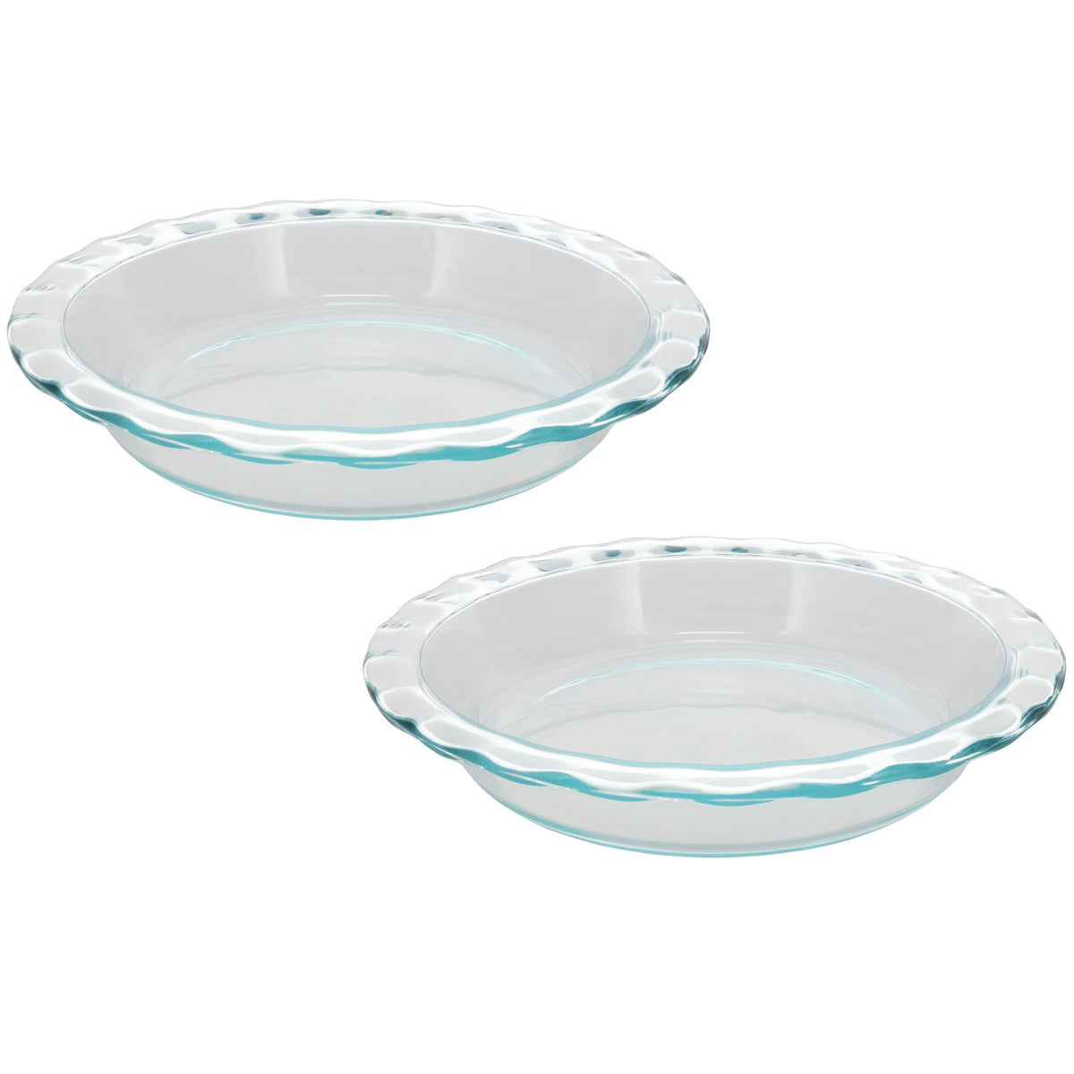 Pyrex Glass Pie Plates, Fluted Rim, Clear, Pack of 2