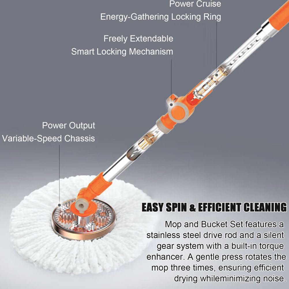 Spin Mop Bucket System with Detachable Splash Guard Spin Basket by HSDXBA – One Size, One Color