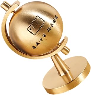 Rotating Brass Desktop Globe with Base Small Tabletop Globe Decor for Office and Home Educational Geographic Ornament