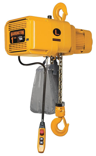 NER Dual Speed Elec Hoist w/Push Trolley - 15' Lift by HARRINGTON – Yellow, Model NERP005SD-15-460V