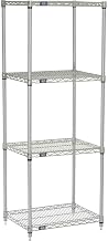 Nexel 5 Tier Silver Epoxy Wire Shelving Starter Unit, 24" W x 18" D x 86" H
