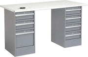 Global Industrial 72" W x 30" D Workbench, 1-1/4" Safety Edge ESD Top, 3 Drawer/4 Drawer