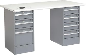 Global Industrial 72" W x 30" D Workbench, 1-1/4" Safety Edge ESD Top, 3 Drawer/4 Drawer
