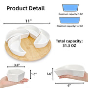 Cididu Ceramic Lazy Susan Serving Tray, Rotating Divided Set with 6 Removable Bowls, 11 Inch