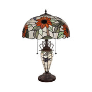 CH3T617OF16-DT3 Double Lit Table Lamp by Chloe Lighting – exact color of each glass piece may vary due to handcrafted nature