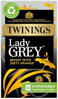 Twinings Lady Grey Tea | Bright & Refreshing Black Tea with Zesty Orange | 40 Biodegradable Tea Bags