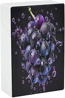 Grape Juice Splash Cigarette Case | Slim Portable Plastic Holder, Compact Storage Box Fits Pocket or Bag, Durable Travel Cigarette Container 3.8 x 2.4 x 1.1 in