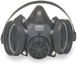 MSA 808075 Comfo Classic Half Facepiece Hycar Respirator, Capacity, Volume, Hycar, Silicone, Small, Black