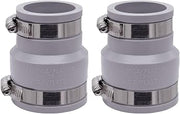 Fernco 1056-215 Reducing 2-in. x 1-1/2-in. Flexible PVC Pipe Coupling for Cast Iron and Plastic Plumbing Connections in Gray (Pack of 2)
