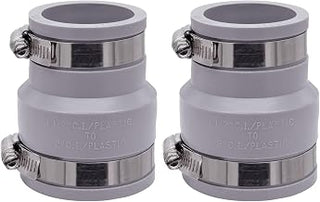 Fernco 1056-215 Reducing 2-in. x 1-1/2-in. Flexible PVC Pipe Coupling for Cast Iron and Plastic Plumbing Connections in Gray (Pack of 2)
