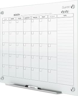 Quartet Dry Erase White Board 48"W x 36"H Glass Calendar, Magnetic Planning Board, White (GC2418F)