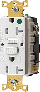 Hubbell GFTWRST83W Gfci Heavy Use Receptacle, 20 Amps, Tamper/Weather Resistant, 5-20R, Decorator, Self-Testing: YES, White