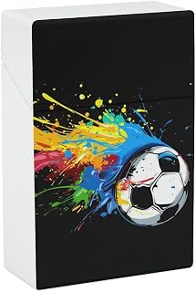 Colored Splashes with Soccer Ball Cigarette Case Portable Cigarette Box | Waterproof,Flip Open Cigarette Holder