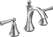 Moen Wynford Chrome Two-Handle Widespread High-Arc Bathroom Faucet with Lever Handles, Valve Required, T4520