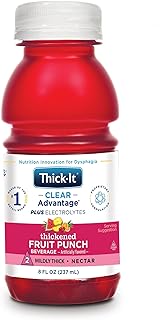 Thick-It Clear Advantage Mildly Thick Fruit Punch, 8 oz, 24 Pack | Ready-to-drink thickened fruit punch for dysphagia; mildly thick, nectar consistency with electrolytes; no mixing required