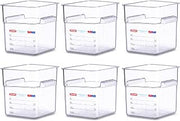 Araven Polycarbonate Square Food Container, 6 qt, In-Mold Label, 6 Ct