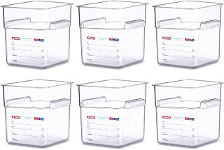 Araven Polycarbonate Square Food Container, 6 qt, In-Mold Label, 6 Ct