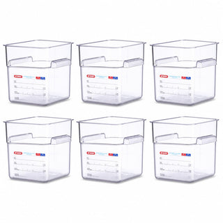 Polycarbonate Square Food Container by Araven – 1.59 cubic_feet, Polycarbonate (PC), Clear, Pack of 6, Model 91902