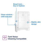 Xpress Multifold Hand Towel Dispenser White H by Tork – 11.9 x 17.5 x 4 inches, Plastic, White, Model 553020