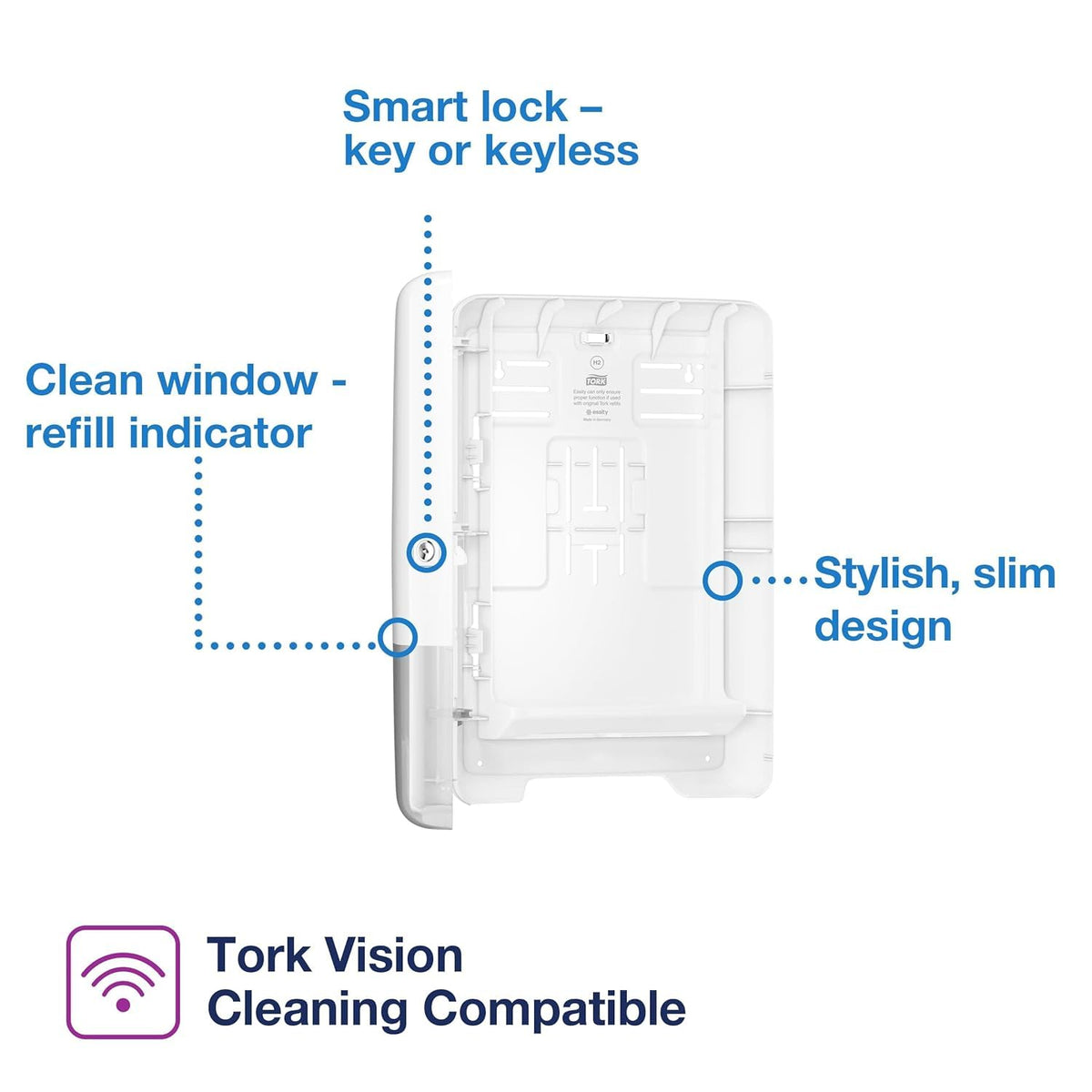 Xpress Multifold Hand Towel Dispenser White H by Tork – 11.9 x 17.5 x 4 inches, Plastic, White, Model 553020