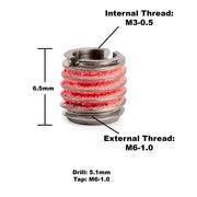 Thread Insert by E-Z LOK – 0.118"-51 IT, 0.236"-25 ET, 0.255" L, Stainless Steel 18-8 (A2), Red, Pack of 5, Model 453-3