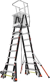 Little Giant Ladder Systems 18515-240 Aerial Safety Cage Fiberglass, 8'-14' | Adjustable Cage - Telescoping Platform, Type IAA 375 lbs. Special Duty, 8-14 ft, Wheel Lift