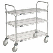 Wire Shelf Utility Cart by Nexel – 24"L x 24"W x 38"H, 12-Gauge Powder Coated Steel, Silver Epoxy Powder, Model 2436P3EP