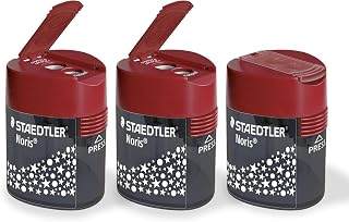 STAEDTLER Double-Hole Pencil Sharpener Bundle for Graphite & Colour Pencils up to 10.2mm Diameter - Set of 3 x Sharpeners, 512 188 X