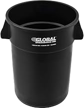 Global Industrial Commercial Round Trash Can, 44 Gallon Capacity, Black