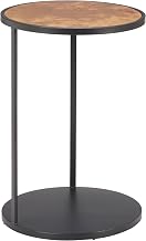 Nodo Side Table Brown & Black, Brown End Table, Modern Style, Burl Veneer MDF Round Shape Tabletop, Iron, Indoor Living, 17.1" W x 17.1" D x 25.2" H