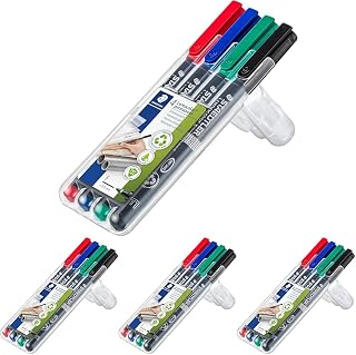 STAEDTLER 318-WP4 Lumocolor Permanent Universal Pens, Fine Point, 0.6mm, Assorted, 4 per Set (Pack of 4)