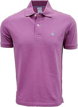 Brooks Brothers Mens Slim Fit Pique Cotton Short Sleeve Polo Shirt, Large, Purple/Aqua