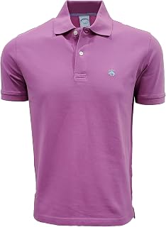 Brooks Brothers Mens Slim Fit Pique Cotton Short Sleeve Polo Shirt, Large, Purple/Aqua