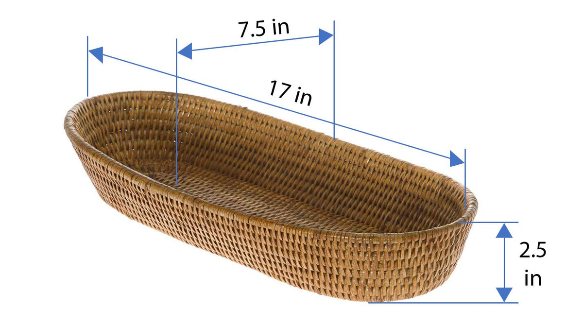 Kouboo La Jolla Rattan Bread Basket, Large Rectangular Tray, Honey Brown