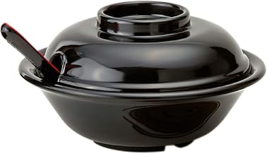 GET 16 oz Black Melamine Soup Bowl with Lid (Set of 12)