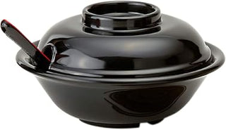 GET 16 oz Black Melamine Soup Bowl with Lid (Set of 12)