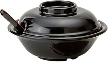 GET 16 oz Black Melamine Soup Bowl with Lid (Set of 12)