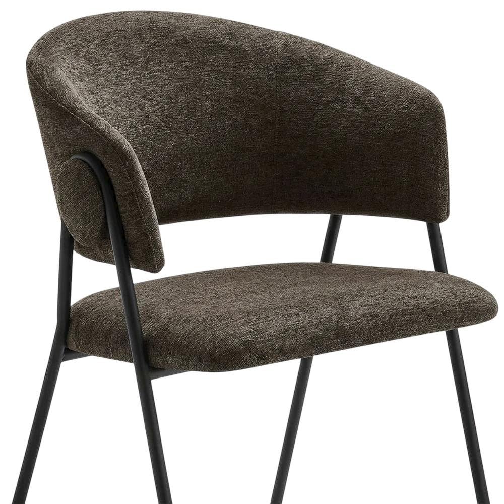 Upholstered Heathered Chenille Dining Chairs Set of 2, Upholstered Kitchen or Dining Room Chairs, Java Black by Furnifact – Polyester, Java Black, Pack of 2