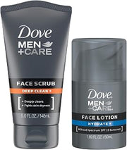 Dove Men+ Care Bundle – Men’s Face Lotion, Hydrate+ SPF 15 & Face Scrub, Deep Clean+ Moisturizer (2 Piece Set)